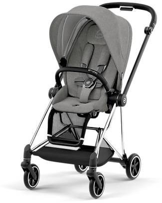 Cybex Mios3 Stroller - Chrome Black Frame and Seat Pack Soho Grey Pushchairs
