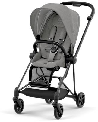 Cybex Mios3 Stroller - Matt Black Frame and Seat Pack Soho Grey Pushchairs