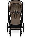 Cybex Priam Duo Comfort - Matt Black Frame with Seat and Foldable Carrycot Coconut Brown Foot Board