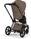 Cybex Priam Duo Comfort - Matt Black Frame with Seat and Foldable Carrycot Coconut Brown Foot Board