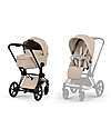 Cybex Priam Duo Comfort - Matt Black Frame with Seat and Foldable Carrycot Cozy Beige Foot Board
