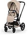 Cybex Priam Duo Comfort - Matt Black Frame with Seat and Foldable Carrycot Cozy Beige Foot Board
