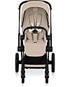 Cybex Priam Duo Comfort - Matt Black Frame with Seat and Foldable Carrycot Cozy Beige Foot Board