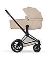 Cybex Priam Duo Comfort - Matt Black Frame with Seat and Foldable Carrycot Cozy Beige Foot Board