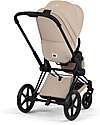 Cybex Priam Duo Comfort - Matt Black Frame with Seat and Foldable Carrycot Cozy Beige Foot Board