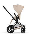 Cybex Priam Duo Comfort - Matt Black Frame with Seat and Foldable Carrycot Cozy Beige Foot Board