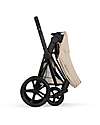 Cybex Priam Duo Comfort - Matt Black Frame with Seat and Foldable Carrycot Cozy Beige Foot Board