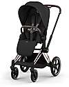 Cybex Priam Duo Comfort - Rosegold Frame with Seat and Foldable Carrycot Sepia Black Foot Board