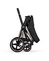 Cybex Priam Duo Comfort - Rosegold Frame with Seat and Foldable Carrycot Sepia Black Foot Board