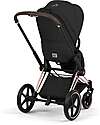 Cybex Priam Duo Comfort - Rosegold Frame with Seat and Foldable Carrycot Sepia Black Foot Board