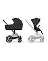 Cybex Priam Duo Comfort - Rosegold Frame with Seat and Foldable Carrycot Sepia Black Foot Board