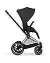Cybex Priam Duo Comfort - Rosegold Frame with Seat and Foldable Carrycot Sepia Black Foot Board