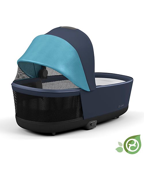 Cybex Priam or e-Priam Lux Carry Cot -  Dark Navy Blue  - Comfy and Spacious - Concious Collection  Fabric Made from 21
Recycled Plastic Bottles Pram Systems