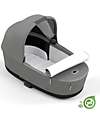Cybex Priam or e-Priam  Lux Carry Cot -  Pearl Grey  - Comfy and Spacious - Concious Collection  Fabric Made from 21
Recycled Plastic Bottles Pram Systems