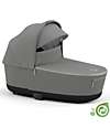 Cybex Priam or e-Priam  Lux Carry Cot -  Pearl Grey  - Comfy and Spacious - Concious Collection  Fabric Made from 21
Recycled Plastic Bottles Pram Systems