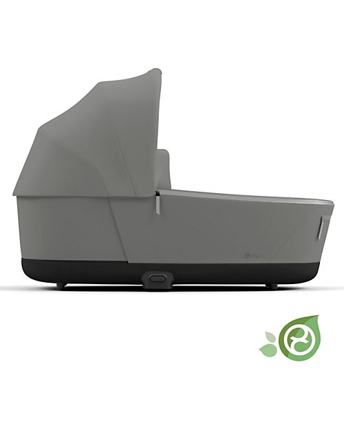 Cybex Priam or e-Priam  Lux Carry Cot -  Pearl Grey  - Comfy and Spacious - Concious Collection  Fabric Made from 21
Recycled Plastic Bottles Pram Systems