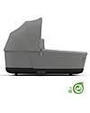 Cybex Priam or e-Priam  Lux Carry Cot -  Pearl Grey  - Comfy and Spacious - Concious Collection  Fabric Made from 21
Recycled Plastic Bottles Pram Systems
