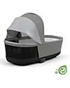 Cybex Priam or e-Priam  Lux Carry Cot -  Pearl Grey  - Comfy and Spacious - Concious Collection  Fabric Made from 21
Recycled Plastic Bottles Pram Systems