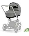 Cybex Priam or e-Priam  Lux Carry Cot -  Pearl Grey  - Comfy and Spacious - Concious Collection  Fabric Made from 21
Recycled Plastic Bottles Pram Systems