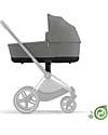 Cybex Priam or e-Priam  Lux Carry Cot -  Pearl Grey  - Comfy and Spacious - Concious Collection  Fabric Made from 21
Recycled Plastic Bottles Pram Systems