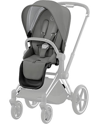 Cybex Priam4 Platinum Stroller - Chrome Brown Frame and Grey Seat Pack Pushchairs