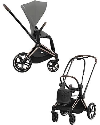 Cybex Priam4 Platinum Stroller - Rose Gold Frame and Grey Seat Pack Pushchairs