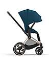 Cybex Priam4 Platinum Stroller - Rose Gold Frame and Seat Pack Mountain Blue Pushchairs
