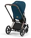 Cybex Priam4 Platinum Stroller - Rose Gold Frame and Seat Pack Mountain Blue Pushchairs