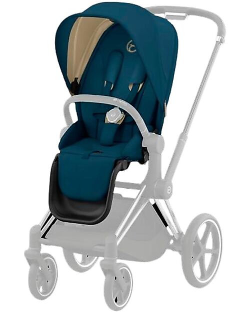 Cybex Priam4 Platinum Stroller - Rose Gold Frame and Seat Pack Mountain Blue Pushchairs