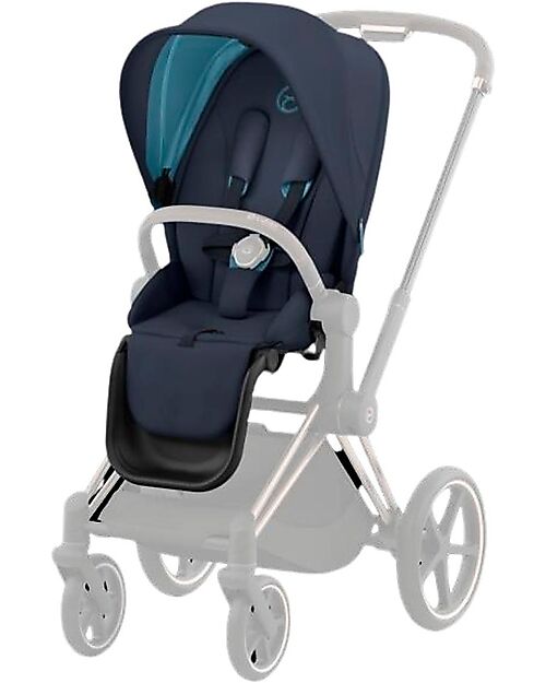 Cybex Priam4 Platinum Stroller - Rose Gold Frame and Seat Pack Nautical Blue Pushchairs