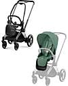 Cybex Priam4 Stroller - Frame Stroller Chrome Black with Seat Pack Leaf Green Pushchairs
