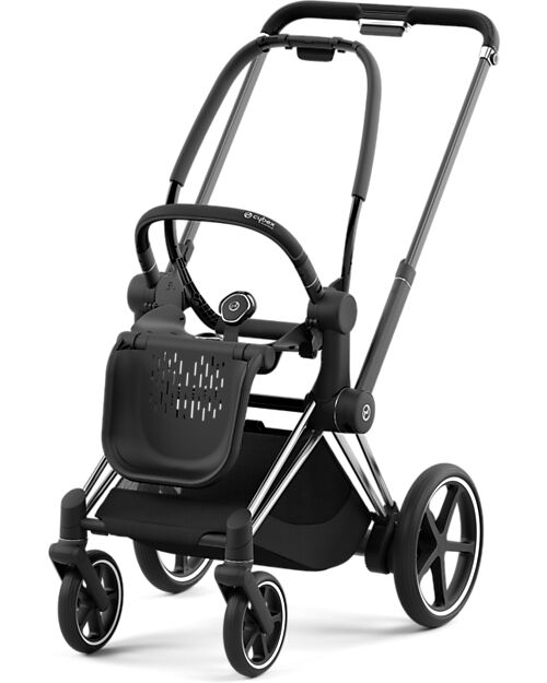 Cybex Priam4 Stroller - Frame Stroller Chrome Black with Seat Pack Leaf Green Pushchairs