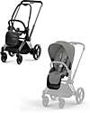 Cybex Priam4 Stroller - Frame Stroller Chrome Black with Seat Pack Mirage Grey Pushchairs