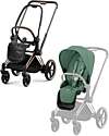 Cybex Priam4 Stroller - Frame Stroller Rosegold with Seat Pack Leaf Green Pushchairs