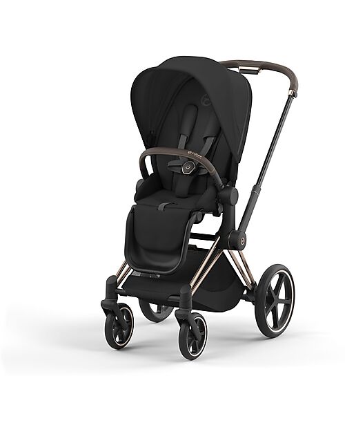 Cybex Priam4 Stroller - Frame Stroller Rosegold with Seat Pack Sepia Black Pushchairs