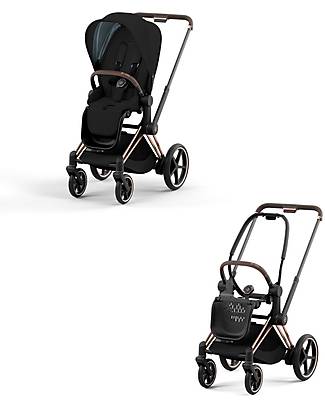 Cybex Priam4 Stroller - Rose Gold Frame and Seat Pack Deep Black Pushchairs