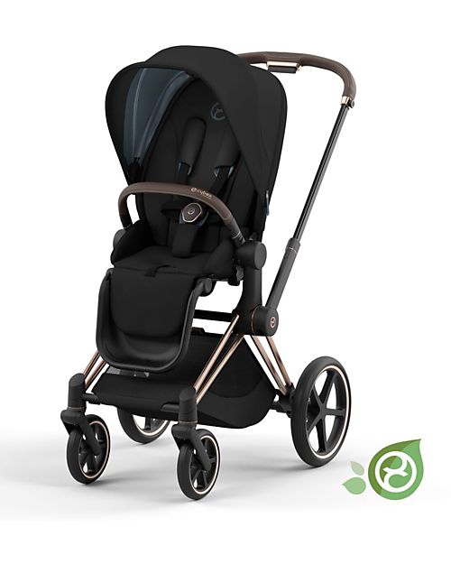 Cybex Seat Pack Comfort for Priam or e-Priam Stroller - Onyx  Black - Includes Canopy - Concious Collection  Fabric Made from 31
Recycled Plastic Bottles Pushchairs