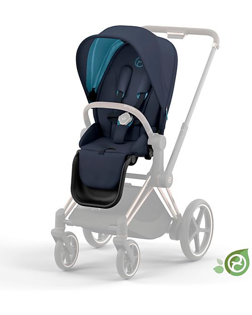 Cybex Seat Pack Comfort for Priam Stroller or e-Priam -  Dark Navy Blue - Includes Canopy - Concious Collection  Fabric Made from 31
Recycled Plastic Bottles Pushchairs