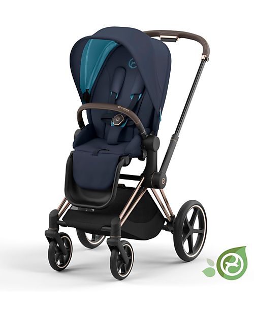 Cybex Seat Pack Comfort for Priam Stroller or e-Priam -  Dark Navy Blue - Includes Canopy - Concious Collection  Fabric Made from 31
Recycled Plastic Bottles Pushchairs