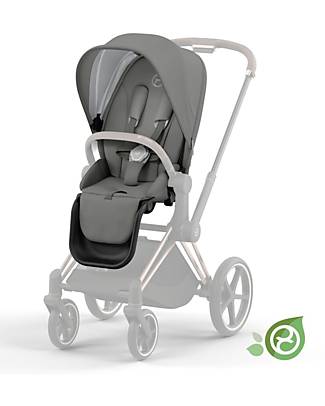 Cybex Seat Pack Comfort for Priam Stroller or e-Priam - Pearl Grey - Includes Canopy - Concious Collection  Fabric Made from 31
Recycled Plastic Bottles Pushchairs