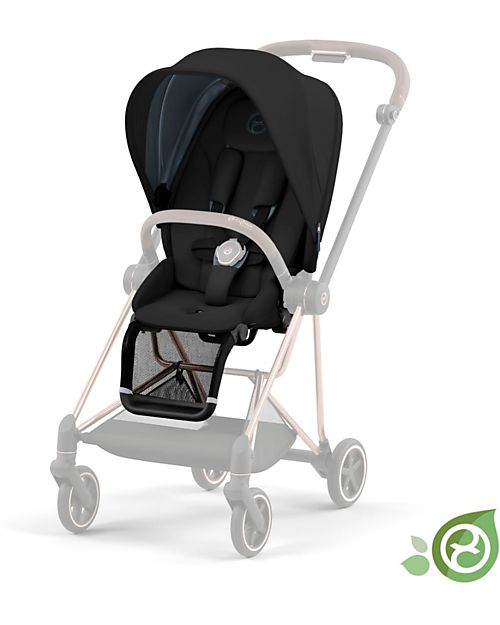 Cybex Seat Pack Plus for Mios Stroller - Onyx Black  - Includes Canopy - Concious Collection  Fabric Made from 22
Recycled Plastic Bottles Pushchairs