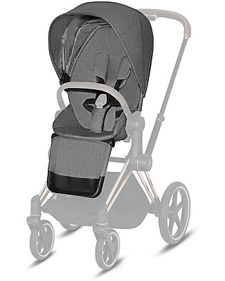 Cybex Seat Pack Plus for Priam4 or e-Priam Stroller - Manhattan Grey - with Canopy Pushchairs