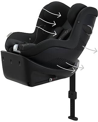 Cybex Sirona Gi I-Size Car Seat and 360° Rotating Base - Moon Black - from Birth to 4 Years Car Seats Group 0+/1