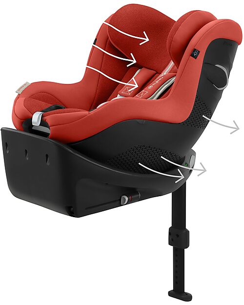 Cybex Sirona Gi I-Size Plus Car Seat and 360° Rotating Base - Hibiscus Red - from Birth to 4 Years Car Seats Group 0+/1