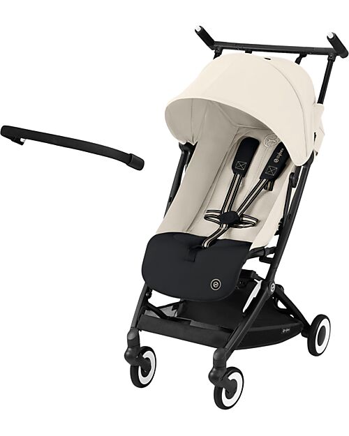 Cybex Stroller Libelle - Canvas White - Black Frame Detail - New Model + Protection Bar Lights Strollers