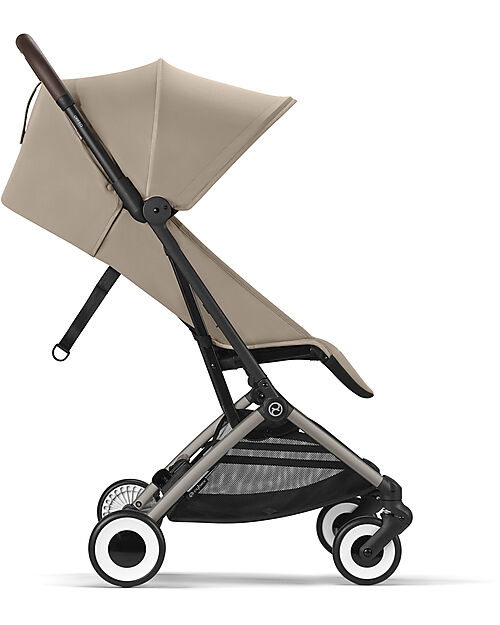 Cybex Stroller Orfeo - Almond Beige - Taupe Frame Detail - New Model Lights Strollers