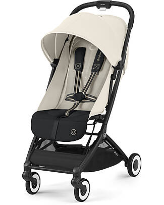 Cybex Stroller Orfeo - Canvas White - Black Frame Detail - New Model Lights Strollers