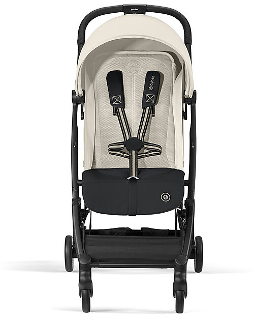 Cybex Stroller Orfeo - Canvas White - Black Frame Detail - New Model Lights Strollers