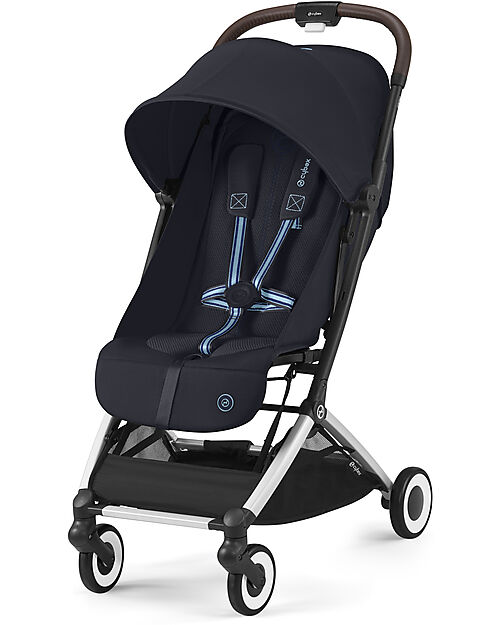 Cybex Stroller Orfeo - Dark Blue - Silver Frame Detail - New Model Lights Strollers