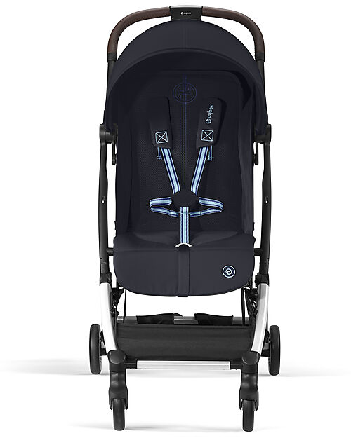 Cybex Stroller Orfeo - Dark Blue - Silver Frame Detail - New Model Lights Strollers